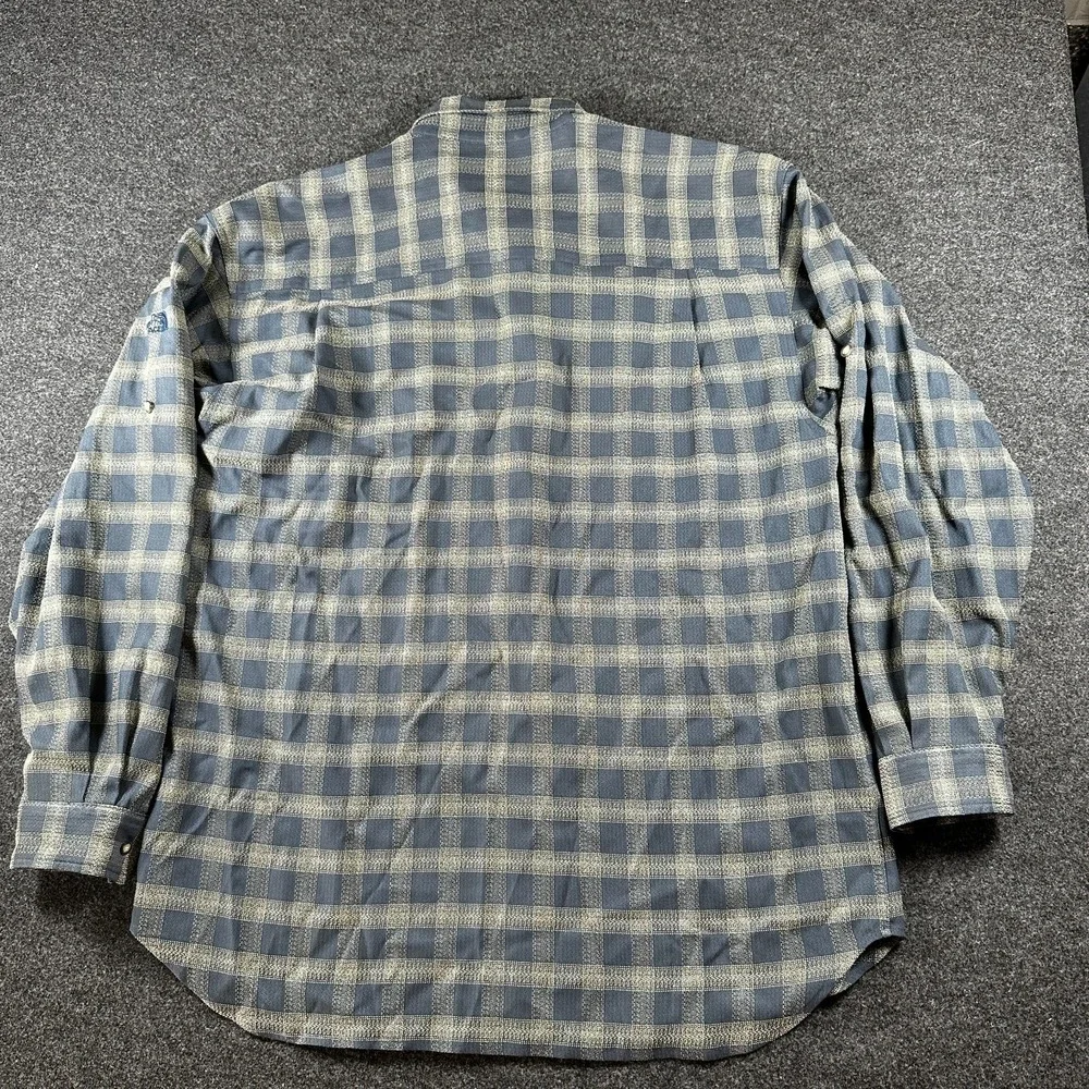 The North Face Button Up Shirt Mens XL Blue Plaid Outdoor Zip Pocket‎